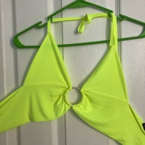 Neon yellow tie halter top